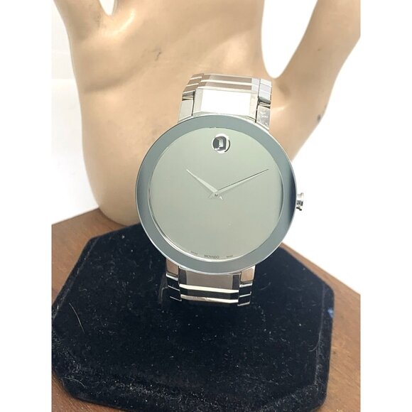 Movado Men's Watch 0607178 Mirror Dial Swiss Quartz Silver Stainless Steel 39mm - Picture 1 of 14